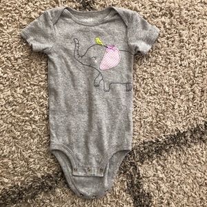 Baby Gray Onesie with elephant on front.